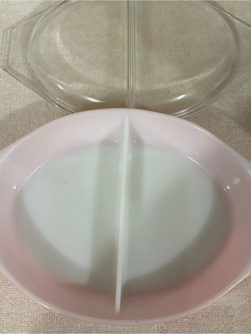 Vintage Pink Daisy Divided Casserole Dish
